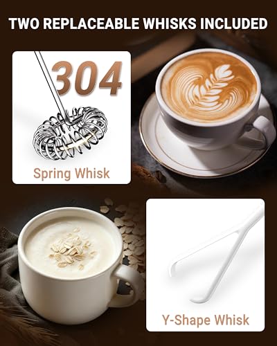 HeyLotie Milk Frother Handheld Frother Wand Drink Mixer Handheld Coffee Stirrers Electric Frother for Coffee Mixer Wand with 2 Whisk frother for protein powder coffee frother handheld -Black - My Kitchen Products