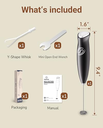 HeyLotie Milk Frother Handheld Frother Wand Drink Mixer Handheld Coffee Stirrers Electric Frother for Coffee Mixer Wand with 2 Whisk frother for protein powder coffee frother handheld -Black - My Kitchen Products
