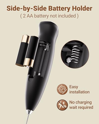 HeyLotie Milk Frother Handheld Frother Wand Drink Mixer Handheld Coffee Stirrers Electric Frother for Coffee Mixer Wand with 2 Whisk frother for protein powder coffee frother handheld -Black - My Kitchen Products