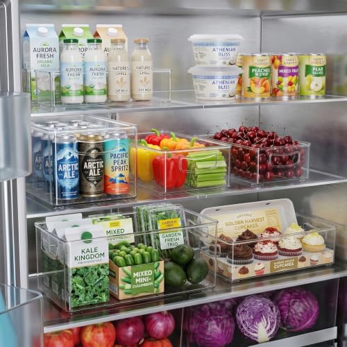 Heyuzb 8 PACK Freezer Organizer Bins Fridge Organizers and Storage Stackable Refrigerator Organizers Bins with Side Handles Clear Storage Bins for Pantry, Under Sink, Kitchen Cabinet - My Kitchen Products