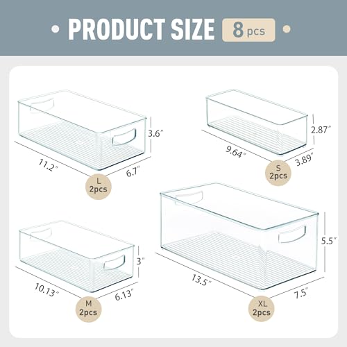 Heyuzb 8 PACK Freezer Organizer Bins Fridge Organizers and Storage Stackable Refrigerator Organizers Bins with Side Handles Clear Storage Bins for Pantry, Under Sink, Kitchen Cabinet - My Kitchen Products