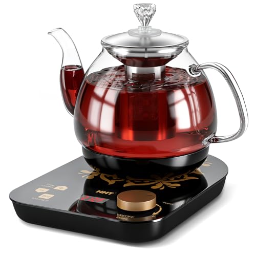 HHT Electric Tea Maker with Infuser, ±1℉ Precise Temperature Control, Glass Electric Kettle for Herbal,Flowers,Fruit Tea and Loose Leaf,BPA-Free,Auto Shut-Off,Brewing Program,Keep Warm,0.8L/27oz Black - My Kitchen Products