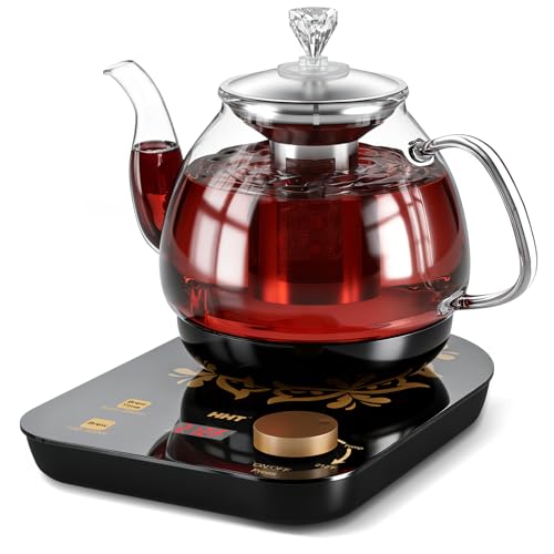 HHT Electric Tea Maker with Infuser, ±1℉ Precise Temperature Control, Glass Electric Kettle for Herbal,Flowers,Fruit Tea and Loose Leaf,BPA-Free,Auto Shut-Off,Brewing Program,Keep Warm,0.8L Black - My Kitchen Products