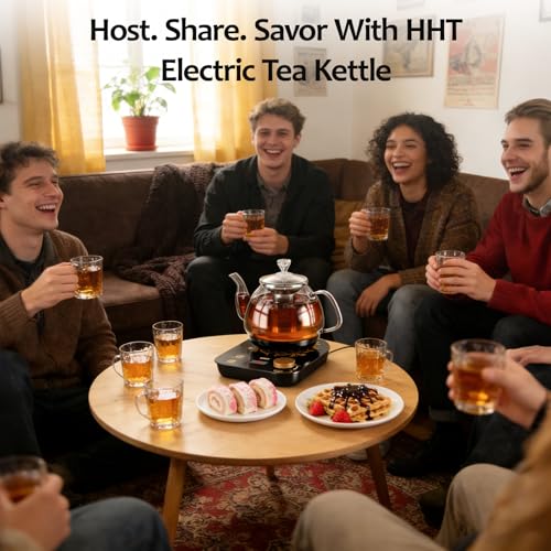 HHT Electric Tea Maker with Infuser, ±1℉ Precise Temperature Control, Glass Electric Kettle for Herbal,Flowers,Fruit Tea and Loose Leaf,BPA-Free,Auto Shut-Off,Brewing Program,Keep Warm,0.8L Black - My Kitchen Products