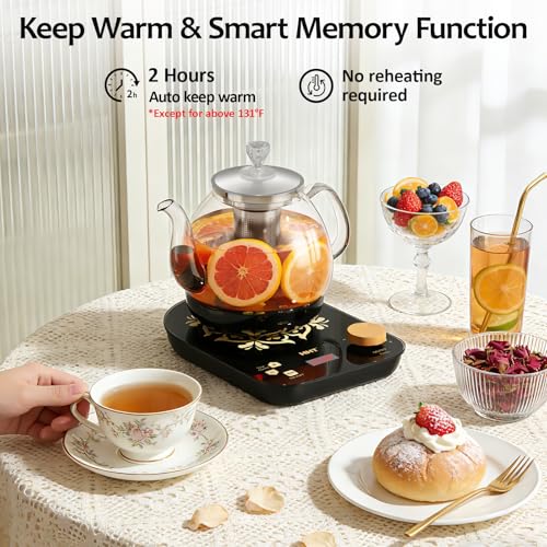 HHT Electric Tea Maker with Infuser, ±1℉ Precise Temperature Control, Glass Electric Kettle for Herbal,Flowers,Fruit Tea and Loose Leaf,BPA-Free,Auto Shut-Off,Brewing Program,Keep Warm,0.8L/27oz Black - My Kitchen Products
