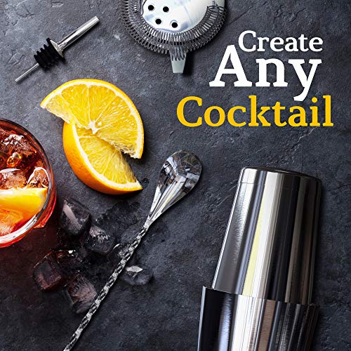 Highball & Chaser 13-Piece Boston Cocktail Shaker Set Stainless Steel Mixology Bartender Kit With Stand For Home Bar Cocktail Set | Laser Engraved Cocktail Tools | Plus E-Book with 30 Cocktail Recipes - My Kitchen Products