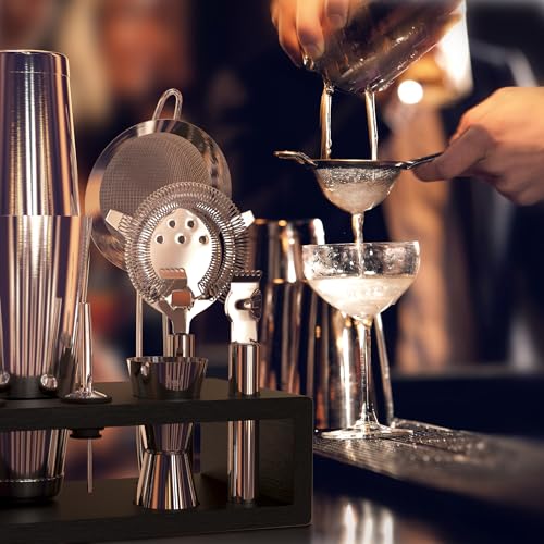 Highball & Chaser 13-Piece Boston Cocktail Shaker Set Stainless Steel Mixology Bartender Kit With Stand For Home Bar Cocktail Set | Laser Engraved Cocktail Tools | Plus E-Book with 30 Cocktail Recipes - My Kitchen Products