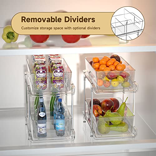HIHEGD 2-Tier Bathroom Organizer with Dividers, Clear Under Sink and Pull-Out Cabinet Organizer for Kitchen and Pantry Storage - My Kitchen Products