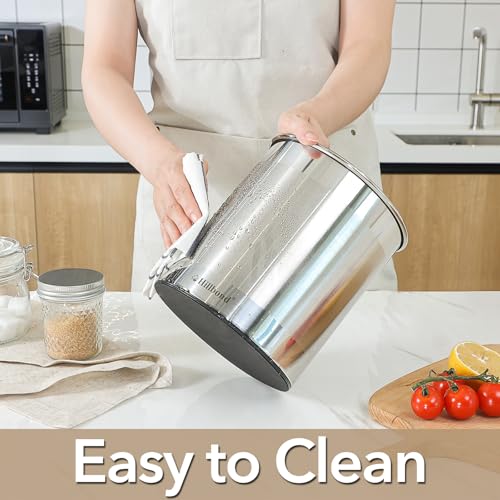 Hillbond 7.5x6.9 Inch EXTRA LARGE Utensil Holder for Countertop, Stainless Steel Rotating Organizer with Removable Divider, Space-Saving for Large Kitchen Utensils Set & Spacious Kitchens - My Kitchen Products