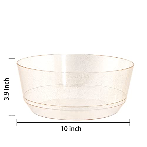 Hioasis 8 Pack Plastic Serving Bowls 128oz Gold Glitter Plastic Bowls Heavy Duty Disposable Serving Bowls for Party Snack & Salad & Candy & Bar Buffet - My Kitchen Products