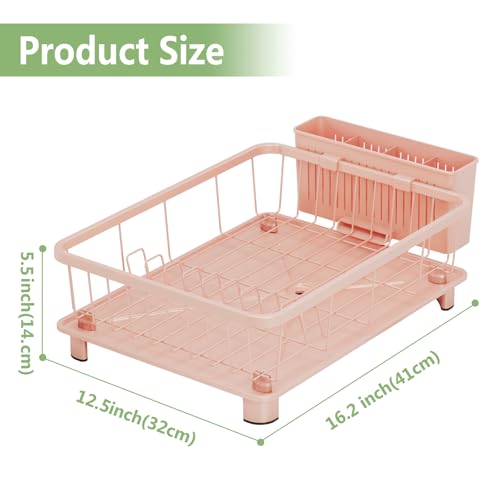 Hiviweer Pink Dish Drying Rack - Space-Saving Dish Rack,Dish Racks for Kitchen Counter with Drainboard, Birthday Christmas Day Mothers Day Thanksgiving Gifts for Mom Grandma Wife Kitchen Enthusiasts - My Kitchen Products