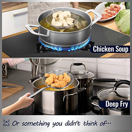 Hiware Solid Stainless Steel Spider Strainer Skimmer Ladle for Cooking and Frying, Kitchen Utensils Wire Strainer Pasta Spoon, 5.4 Inch - My Kitchen Products