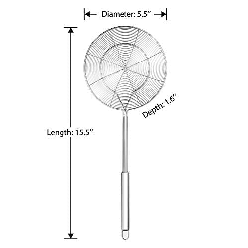 Hiware Solid Stainless Steel Spider Strainer Skimmer Ladle for Cooking and Frying, Kitchen Utensils Wire Strainer Pasta Spoon, 5.4 Inch - My Kitchen Products