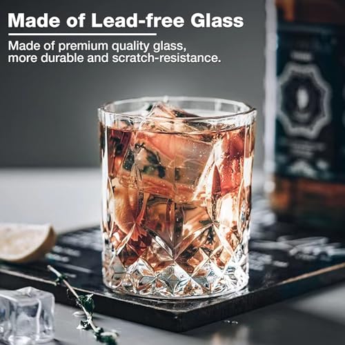 Hlukana Luxury Box Old Fashioned Whiskey Glasses Set of 4, 11 OZ Cocktail Glasses, Bourbon Rocks Scotch Glasses, Barware for Scotch Rum Vodka Liquor, Gifts for Men Father Grandfather Boss - My Kitchen Products