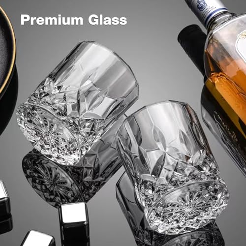 Hlukana Luxury Box Old Fashioned Whiskey Glasses Set of 4, 11 OZ Cocktail Glasses, Bourbon Rocks Scotch Glasses, Barware for Scotch Rum Vodka Liquor, Gifts for Men Father Grandfather Boss - My Kitchen Products