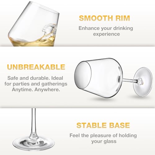 Hlukana Unbreakable Wine Glasses Set of 6, 16 oz Plastic Wine Glasses with Stem, BPA Free, Reusable Wine Glass for Poolside, Outdoors Camping Picnic Restaurants Home Bar Christmas Unique Gift - My Kitchen Products