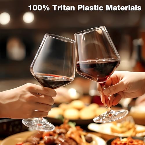 Hlukana Unbreakable Wine Glasses Set of 6, 16 oz Plastic Wine Glasses with Stem, BPA Free, Reusable Wine Glass for Poolside, Outdoors Camping Picnic Restaurants Home Bar Christmas Unique Gift - My Kitchen Products