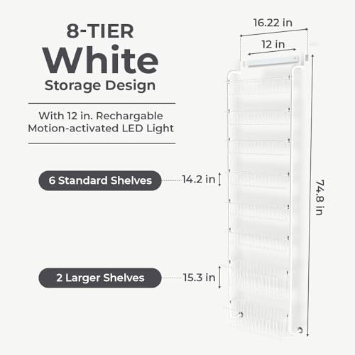 HOKOSFOKOS Over Door Organizer Storage - 8 Tier White Metal Over the Door Pantry Organizer Heavy Duty Hanging Storage Rack, Behind Cabinet Shelves for Home, Kitchen, Bathroom, Closet, Pantry - My Kitchen Products