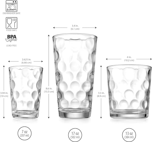 Home Essentials 12-pc Galaxy Glassware - Drinking Glasses, Mixed Drinkware Set. Highball 17 oz. Rock 13 oz. Juice 7 oz. Glass Tumblers - My Kitchen Products