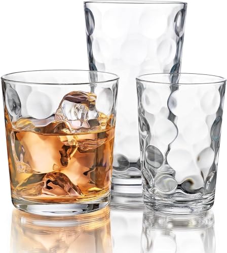 Home Essentials 12-pc Galaxy Glassware - Drinking Glasses, Mixed Drinkware Set. Highball 17 oz. Rock 13 oz. Juice 7 oz. Glass Tumblers - My Kitchen Products