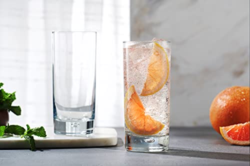 Home Essentials & Beyond Highball Glasses set of 4, 17 oz Drinking Glasses, Red Series Heavy Bubble Base - My Kitchen Products