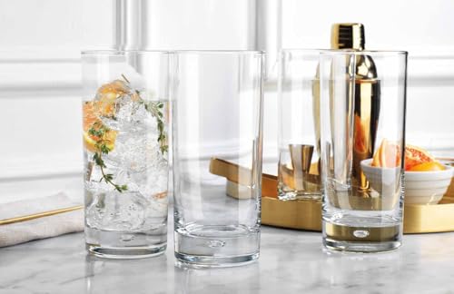 Home Essentials & Beyond Highball Glasses set of 4, 17 oz Drinking Glasses, Red Series Heavy Bubble Base - My Kitchen Products