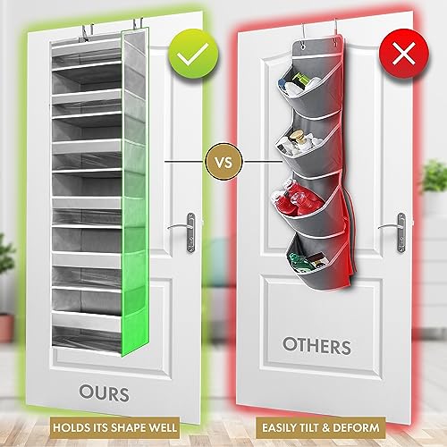 HOMELUX THEORY UPGRADED 6 Tiers Over The Door Organizer Hanging - 100D EXTRA THICK & 50lbs HUGE CAPACITY, 12 Side Mesh Pockets Over The Door Shoe Organizer, Hanging Closet Organizer (Ivory, 1pc) - My Kitchen Products