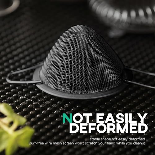 Homestia 304 Stainless Steel Fine Mesh Strainer for Kitchen, Cocktail Sieve Sifters for Food, Liquid Strainer Cup for Food, Drinks, Tea, Coffee, Juice, Noodles, Flour, Vegetable (Black) - My Kitchen Products