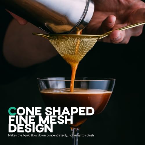 Homestia Fine Mesh Strainer for Kitchen, 304 Stainless Steel Sieve Sifters Cocktail Strainer for Food, Tea, Oil, Noodles, Coffee, Juice, Flour, Fruits, Vegetables - Easy to Clean Drink Strainer (Gold) - My Kitchen Products