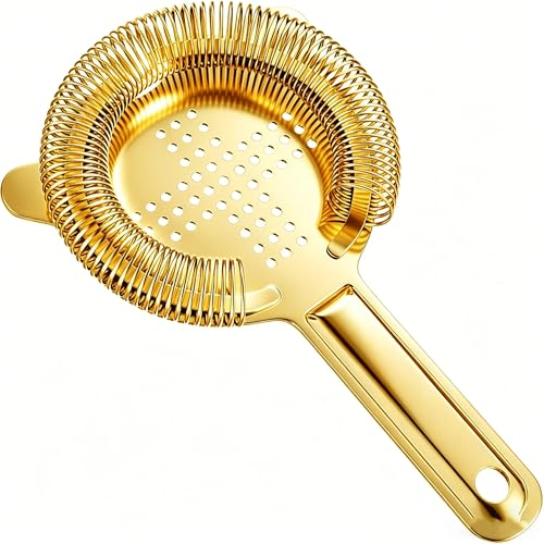 Homestia Gold Hawthorne Cocktail Strainer, Stainless Steel Bar Strainer with Heavy Duty Spring for Shakers & Mixing
