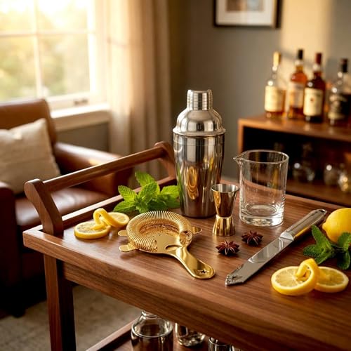 Homestia Hawthorne Strainer - Stainless Steel Cocktail Strainer with Removable High-Density Spring for Bartending, Boston Shakers & Mixing Glasses, Professional Bar Tools Gold - My Kitchen Products