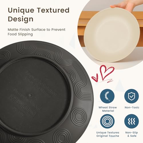 Homienly Kitchen Wheat Straw Dinnerware Set 40 PCS - Dinner Plates, Cereal Bowls, Wheat Straw Cups Set, Microwave and Dishwasher Safe Dishes Set, Unbreakable Dish Set for Party, Outdoor(Grey Stone) - My Kitchen Products