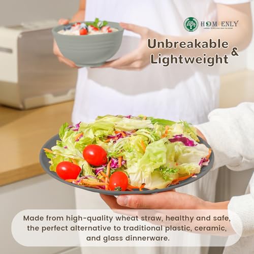 Homienly Kitchen Wheat Straw Dinnerware Set 40 PCS - Dinner Plates, Cereal Bowls, Wheat Straw Cups Set, Microwave and Dishwasher Safe Dishes Set, Unbreakable Dish Set for Party, Outdoor(Grey Stone) - My Kitchen Products