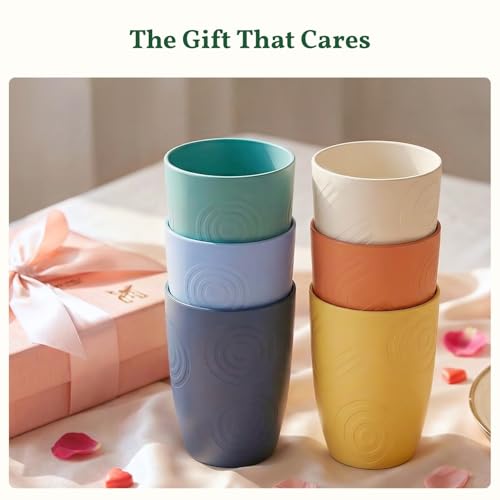 Homienly Plastic Cups Alternatives Unbreakable Drinking Glasses Wheat Straw Cup Sets for Kitchen Camping Party RV Stackable Water Tumblers Dishwasher Freezer & Microwave Safe 6 PCS (12OZ, Multi) - My Kitchen Products