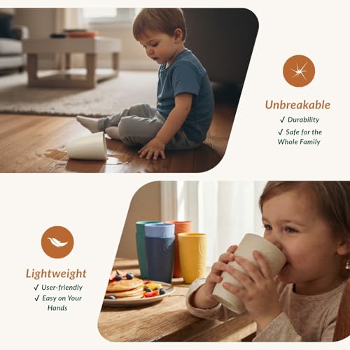 Homienly Plastic Cups Alternatives Unbreakable Drinking Glasses Wheat Straw Cup Sets for Kitchen Camping Party RV Stackable Water Tumblers Dishwasher Freezer & Microwave Safe 6 PCS (12OZ, Multi) - My Kitchen Products