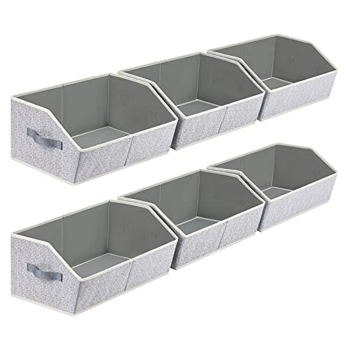 Homsorout Closet Organizers Bins 6 Packs, Large Closet Shelf Organizer with Handles, Fabric Trapezoid Storage