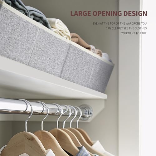 Homsorout Closet Organizers Bins 6 Packs - Large Closet Shelf Organizer with Handles, Fabric Trapezoid Storage Bins, Collapsible Storage Cubes for Clothes, Towels, Light Gray - My Kitchen Products
