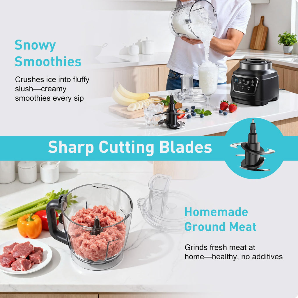 HoninJoy All-in-One Blender & Food Processor, 10-in-1 Professional Blender for Smoothies, Ice Crushing, Dough Making, Chopping, Grinding, Slicing & Shredding, Dishwasher Safe for Kitchen & Home Use - My Kitchen Products
