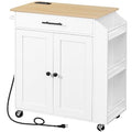 HOOBRO Kitchen Island with Power Outlet, Kitchen Storage Island with Spice Rack and Drawer, Rolling Kitchen on Wheels, for Home, Dining Room, Natural and White WN82UZD01G1 - My Kitchen Products