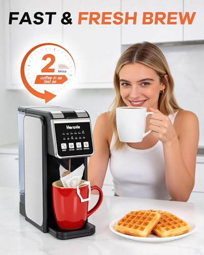 Horavie Single Serve Coffee Maker with Built-in Grinder, Fast Brew 6-16oz Single Cup for Whole Beans, Grounds, K Pod, Grind and Brew Coffee Maker with 47oz Water Tank, Descaling Alert, Black - My Kitchen Products