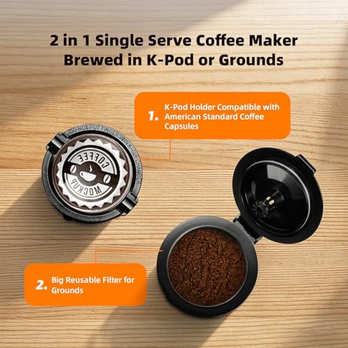 Horavie Small Single Serve Coffee Maker for K Cup and Grounds, Fast Brew One Cup Coffee Machine with One Button, 6 to 12 oz. Brew Sizes, Perfect for Home and Travel, Black - My Kitchen Products