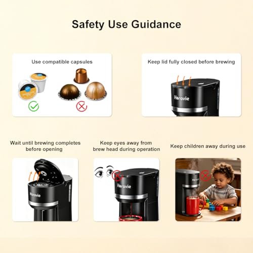 Horavie Small Single Serve Coffee Maker for K Cup and Grounds, Fast Brew One Cup Coffee Machine with One Button, 6 to 12 oz. Brew Sizes, Perfect for Home and Travel, Black - My Kitchen Products