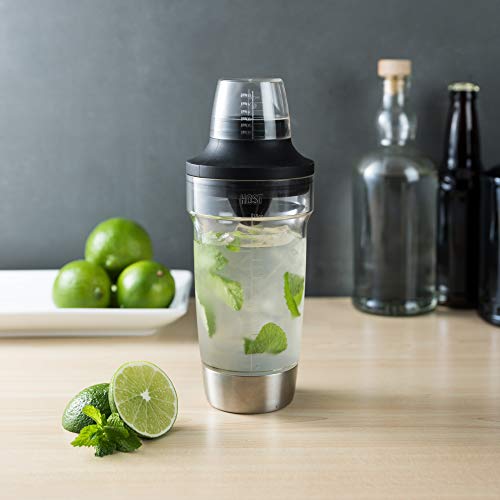 Host All in One Cocktail Shaker Set with Measurements, Reamer, Bottle Opener, Strainer and Jigger for Cold Brew Cocktails, Home Bar, Bartending, Camping, Picnic, Outdoor Party, On the Go, 18 oz - My Kitchen Products