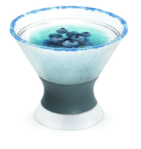 Host Freeze Insulated Martini Cooling Cups for Espresso Martinis, Gifts for Mom, Housewarming Gifts for Women, Plastic Freezer Gel Chiller Double Wall Stemless Cocktail Glasses, Set of 2, 9 oz, Gray - My Kitchen Products