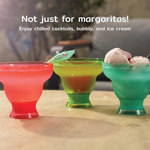 Host Freeze Insulated Martini Cooling Cups for Espresso Martinis, Gifts for Mom, Housewarming Gifts for Women, Plastic Freezer Gel Chiller Double Wall Stemless Cocktail Glasses, Set of 2, 9 oz, Gray - My Kitchen Products
