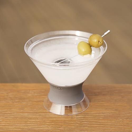 Host Freeze Insulated Martini Cooling Cups for Espresso Martinis, Gifts for Mom, Housewarming Gifts for Women, Plastic Freezer Gel Chiller Double Wall Stemless Cocktail Glasses, Set of 2, 9 oz, Gray - My Kitchen Products