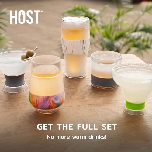 Host Freeze Insulated Martini Cooling Cups for Espresso Martinis, Gifts for Mom, Housewarming Gifts for Women, Plastic Freezer Gel Chiller Double Wall Stemless Cocktail Glasses, Set of 2, 9 oz, Gray - My Kitchen Products