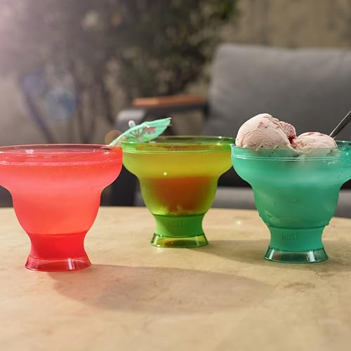 HOST FREEZE Margarita Cocktail Glasses, Frozen Cup Double Wall Plastic Margarita Glasses Drinking Set Modern Drinking Glasses 12oz Punch Pink Set of 2 - My Kitchen Products