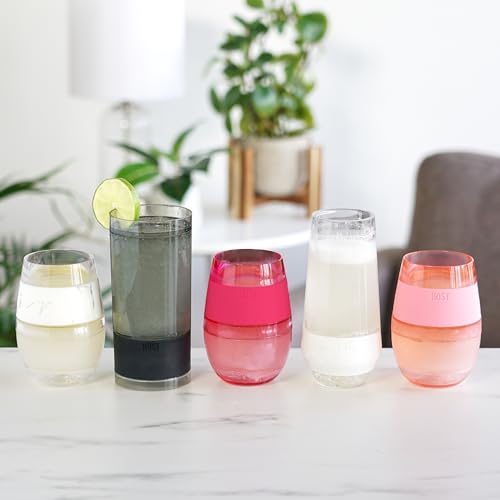 Host Wine Freeze Cup Set of 2 - Plastic Double Wall Insulated Wine Cooling Freezable Drink Glasses with Freezing Gel, Wine Glass Gift for Red and White Wine, 8.5 oz Marble - My Kitchen Products