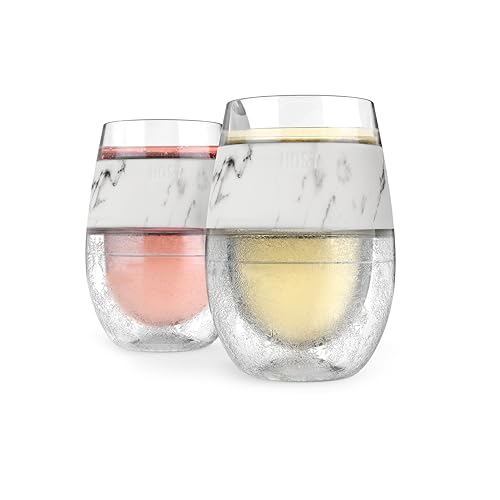 Host Wine Freeze Cup Set of 2, Plastic Double Wall Insulated Wine Cooling Freezable Drink Glasses with Freezing